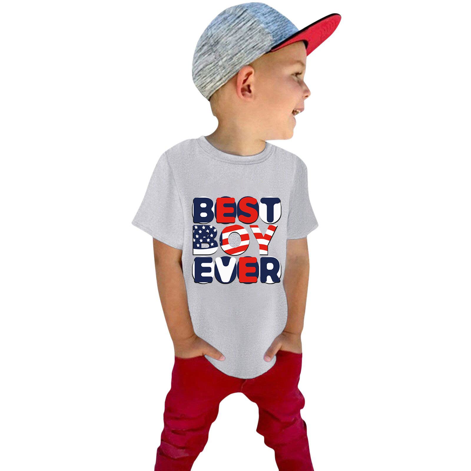 Betadog 4th of July Toddler Baby Boys Girls T-Shirt Kids Funny Letters Print Patriotic Cotton Independence Day Top