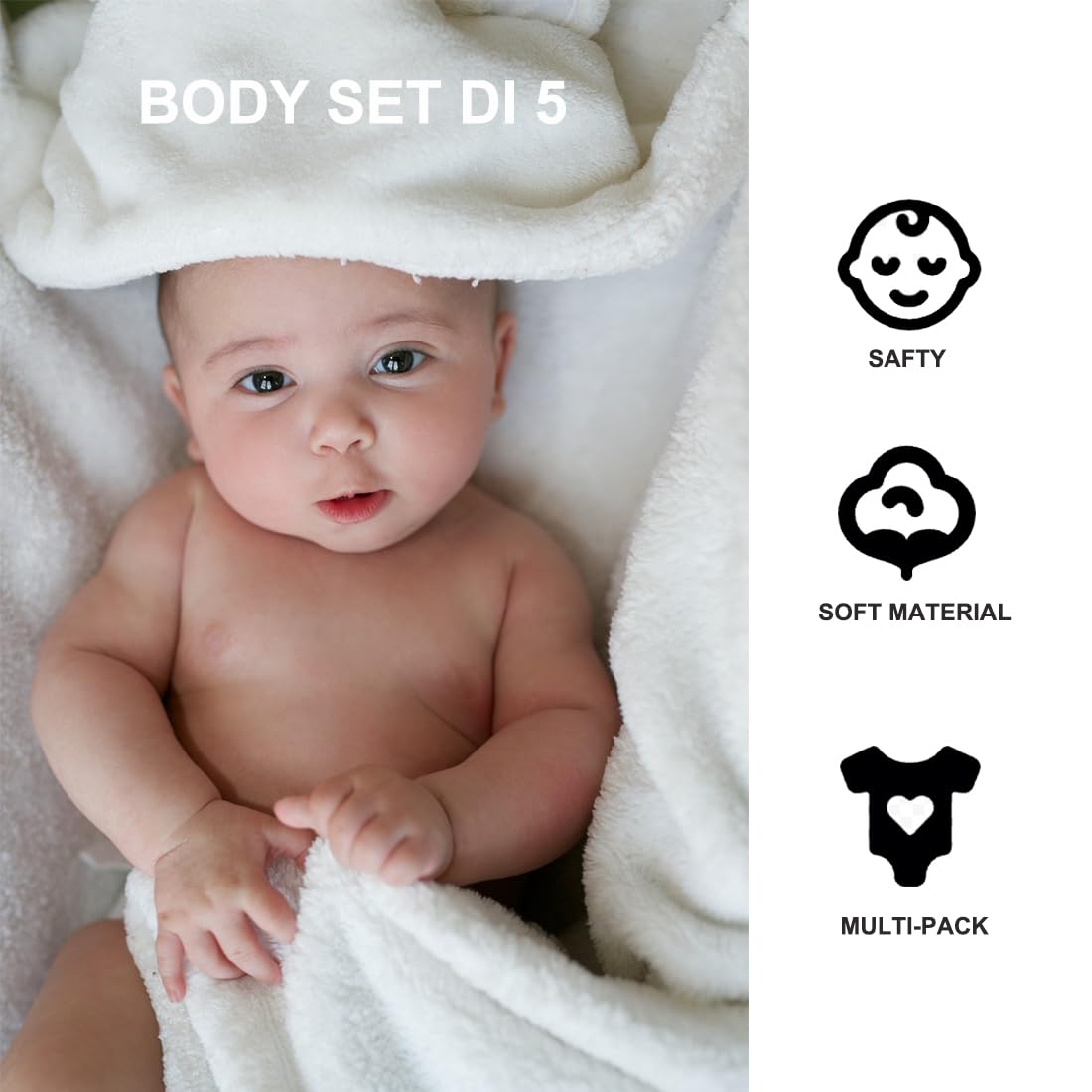 Unisex Baby Długie Rękawy Body z Krótkimi Rękawami z Nadrukiem Wykonane – 5 Sztuk, Miękkie i Wysokiej Jakości Bawełna Ekologiczna