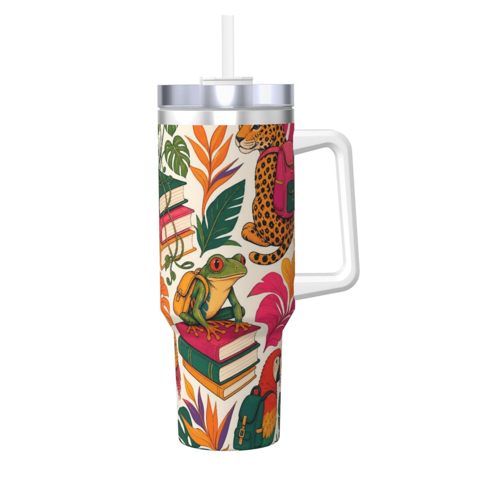Vaso aislado de 40 oz con asa ideal para el coche y el trabajo