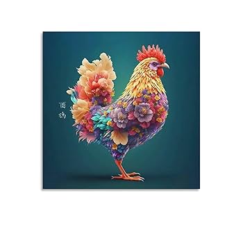 値下げ　原画　鶏　絵画　動物画　アクリル画　現代アート　鳥　一点物　手描き 原画 鶏 絵画 動物画 アクリル画 現代アート 鳥 一点物 手描き