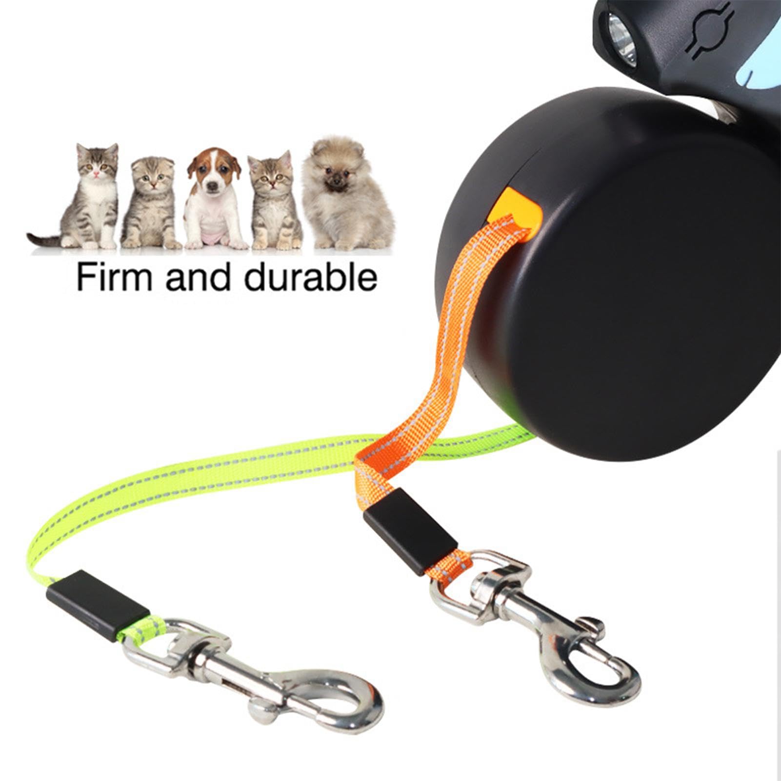 Guinzaglio per cani con luce, corda retrattile, guinzaglio per cani | estensibile, design anti-groviglio, elastico protettivo, blocco per ottenere protezione brevettata, cavo portatile per cani,