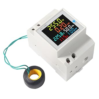 Electricity Single Phase Energy Meter Tester Electricity Usage Monitor AC 110V 40V-300V 100A Ampermeter Power Voltmeter Ammeter Voltage Amps Watt Kwh Frequency Power Factor Multimeter - External CT
