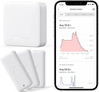 SwitchBot WiFi Thermometer Hygrometer 3 Pack with Hub Mini, IP65 Indoor Outdoor Thermometer Wireless, Humidity/Temperature/Dewpoint/VPD/Absolute Humidity Sensor with Smart Alerts, Works with Alexa