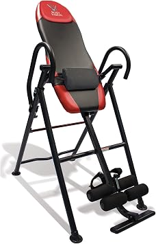 Body Vision IT9550 Deluxe Inversion Table with Adjustable Head Rest & Lumbar Support Pad, Heavy Dutyup to 250 lbs., Red