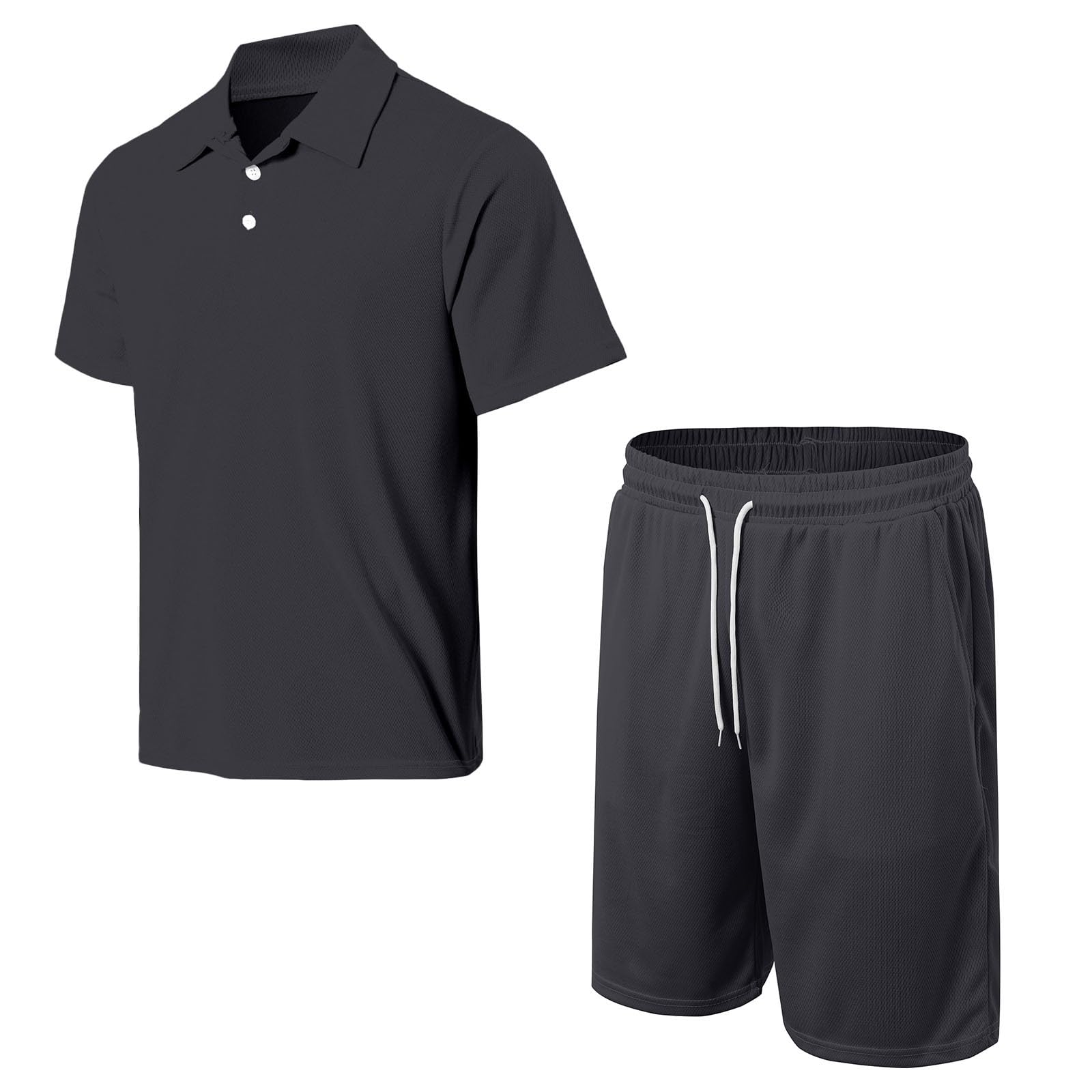 Ensemble Homme Ete Chic - Ensemble Chemises Été Poloshirts Hauts à Manches Courtes 2 Pièce Survêtement Mode Jogging T-Shirt Chemisette et Shorts pour Vacance Loisir
