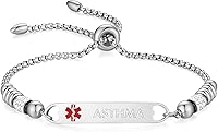 Vista 205 de mnmoom Pulseras de alerta médica para mujer, pulseras de identificación médica de corazón de acero inoxidable con grabado gratuito