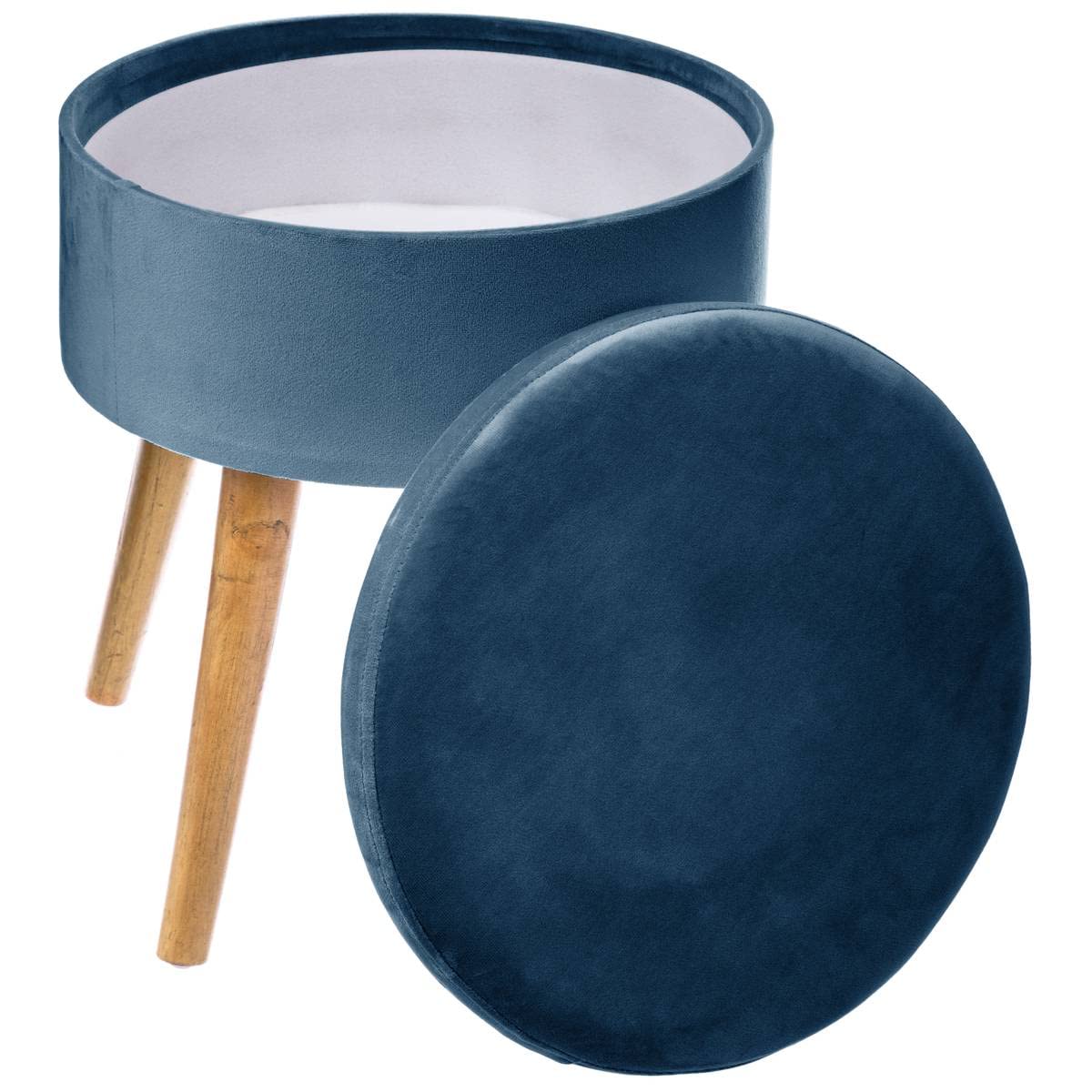 ATMOSPHERA CREATEUR D'INTERIEUR Tabouret avec Coffre en Velours Bleu foncé Trend
