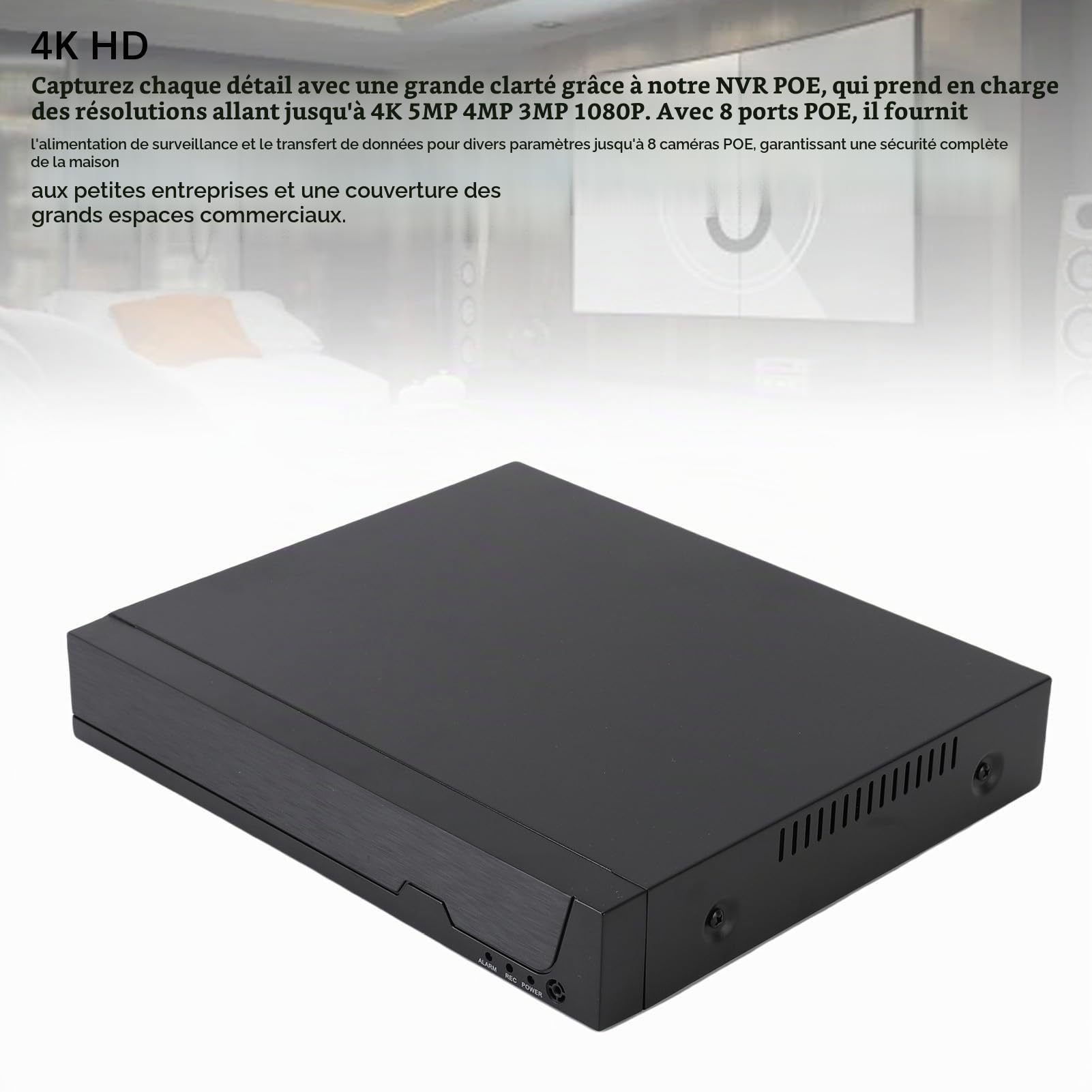 4K 8CH POE NVR H.265 Réseau De Sécurité Enregistreur Vidéo, Hybride CCTV DVR, Appuis jusqu'à 4pcs 4K 5MP 4MP 3MP 1080P Caméras IP, USB De Sauvegarde VGA HD (Prise UE)