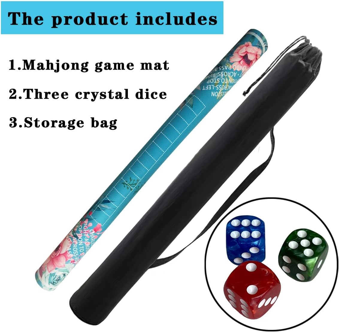 mahjong mat for table with Drawstring Bag/31.5Inch/american mahjong table cloth with rules mats,Noise Reduction Anti-Slip game mat for table,for Mahjong/Poker/Board Games/Card Games/Dominoes (blue)