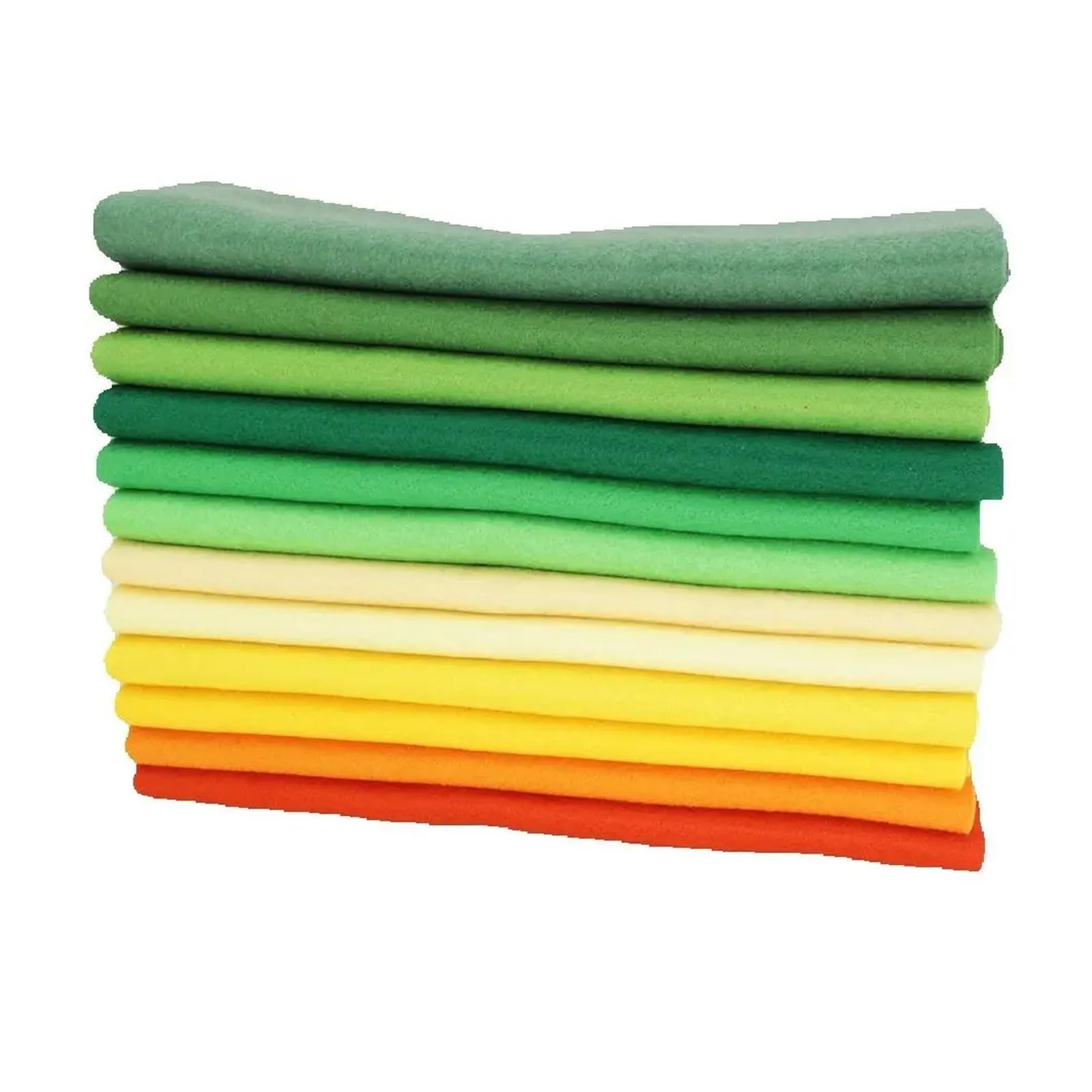 Tejido De Fieltro Fieltro verde y amarillo de 25 cm x 28 1,2 mm grosor for manualidades, costura confección. Material: poliéster. Paquete 12 unidades