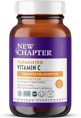 New Chapter Vitamina C  saúco con vitamina C fermentada hierbas integrales  protección de colágeno 60 unidades paquete de 1