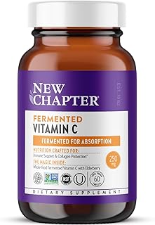 New Chapter Fermented Vitamin C + Elderberry, ONE Daily for Immune Support & Collagen Protection, Made with Organic Herbs,...