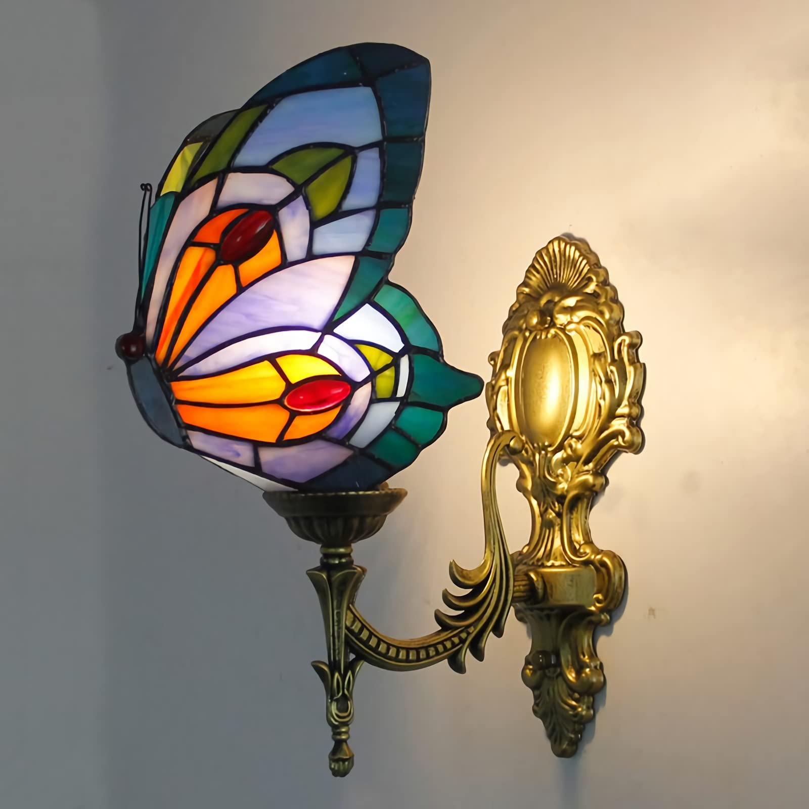 Aplique de pared Tiffany con luz nocturna LED para evitar tropiezos en el baño