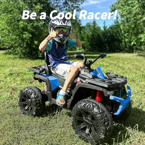 Kids ATV 4 Wheeler, 24V Ride On Toys Car for Big Kids with 400W Motor, 2 Seater - Blue - Image 3