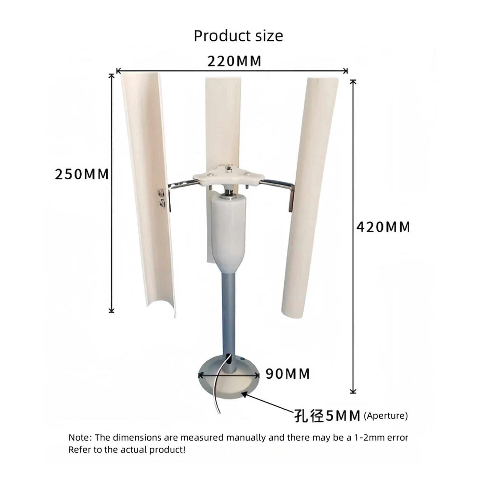 Mini generatore eolico Modello di generatore eolico verticale a tre pale senza rumore Generatore senza spazzole a magneti permanenti trifase Strumenti portatili for mulini a vento a bassa velocità per