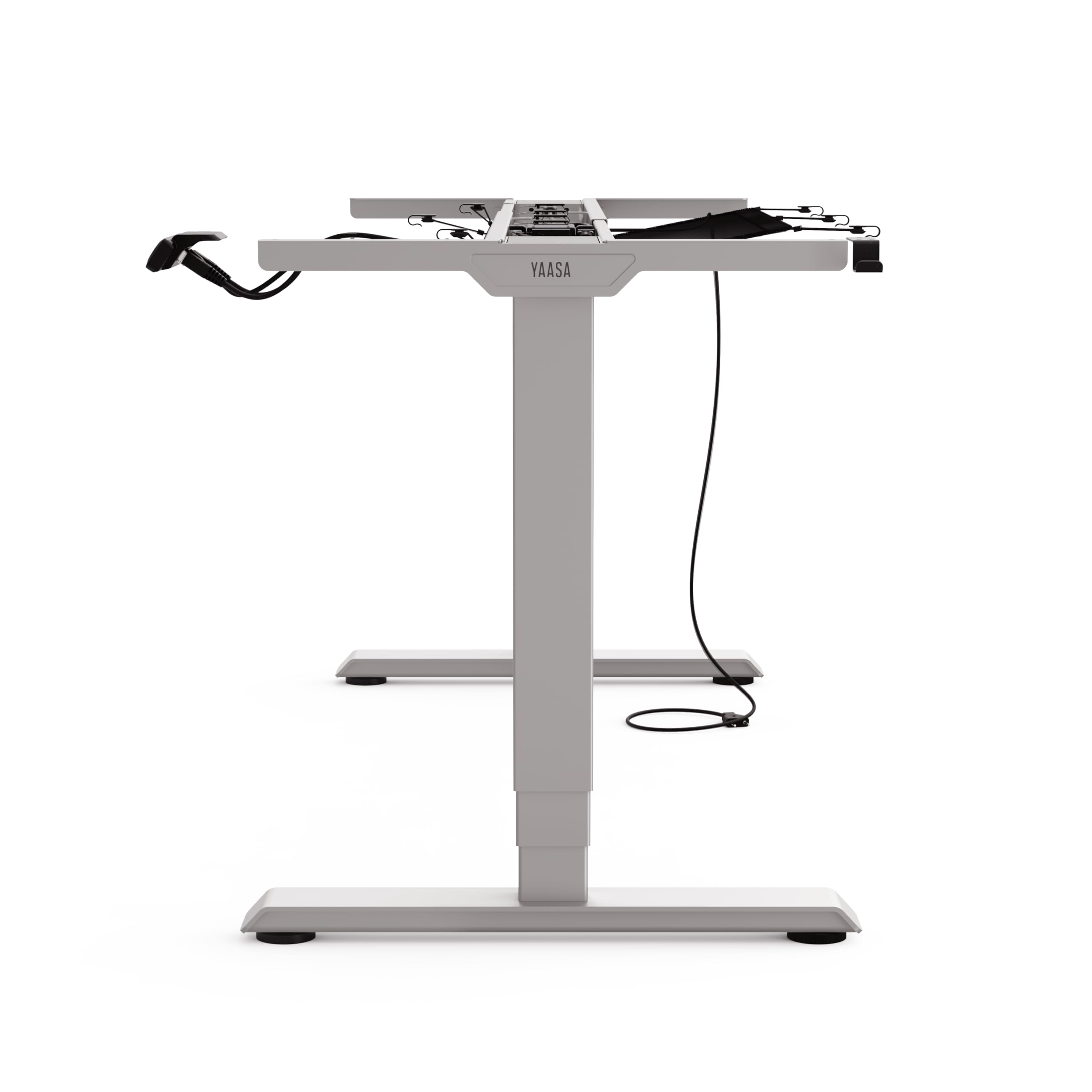 Yaasa Frame Essential Schreibtischgestell Höhenverstellbar, Grau– Für Tischplatten mit 120-190 cm – Touch Handschalter – 4 Speicherfunktionen – Höhenanzeige – Kollisionssensor – Traglast 125 kg