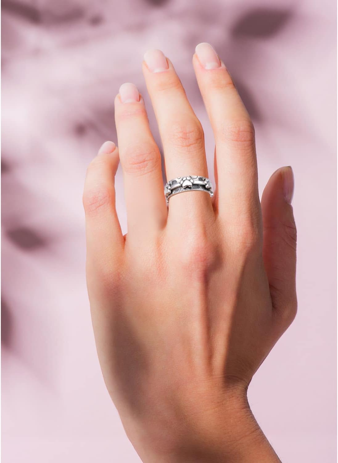 Ladytree Spinner Fidget Anxiety Ring,925 Sterling Silver Stress Relief Worry Ring,Platinum Plated ADHD Autism Jewelry,Birthday Mom Gift for Women