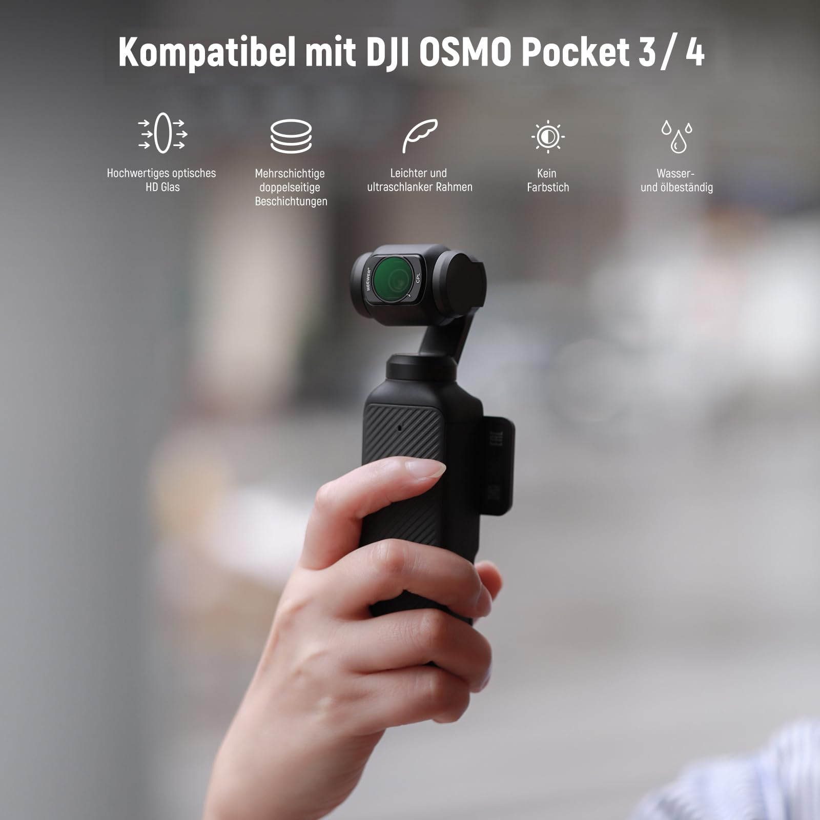 NEEWER HD CPL ND16 ND64 ND256 Filter Set kompatibel mit DJI Osmo Pocket 3 / Pocket 4 / Xtra Muse, magnetisches Gimbal Action Kamera Zubehör Set mit Neutraldichte und Polarisationsfiltern