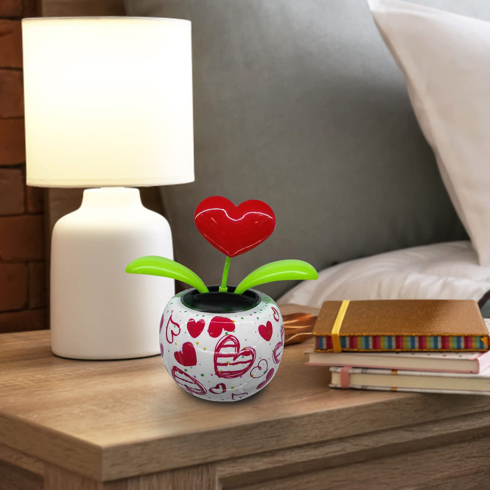 Fiori Danzanti ad Energia Solare Simpatico Cuore Oscillante Ballerino di Fiori Fiori Flip Flap, Bobblehead Auto Ecologico Fiori Danzanti Solari per Auto e Decorazione Domestica Regalo