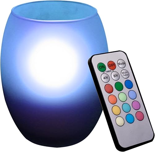 EZiHome Velas sin llama que funcionan con pilas, luces LED eléctricas parpadeantes realistas con forma de bola, portavelas de vidrio esmerilado