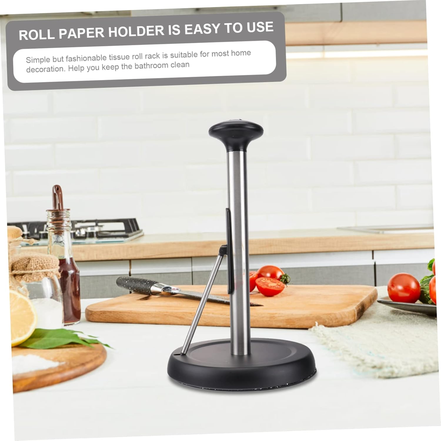 Stainless Steel Napkin Holder Stylish Roll Paper Rack for Kitchen Dining Black Tissue Dispenser Easy to Assemble and Long-Lasting Design