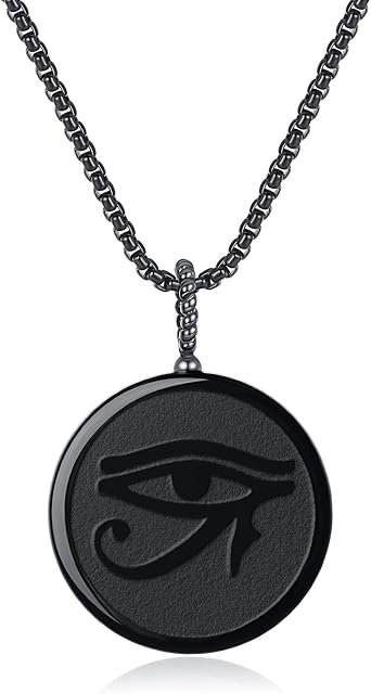 COAI Religious Jewelry Obsidian Stone Pendant Necklace
