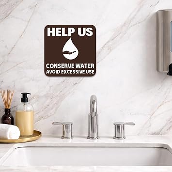 All Quality Help US Conserve Water Wall Door Sign - Black (Small)