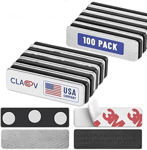 Claev Name Tag Magnets - 100 Pack With Strong Neodymium Magnets, No Pins Or Adhesive Residue