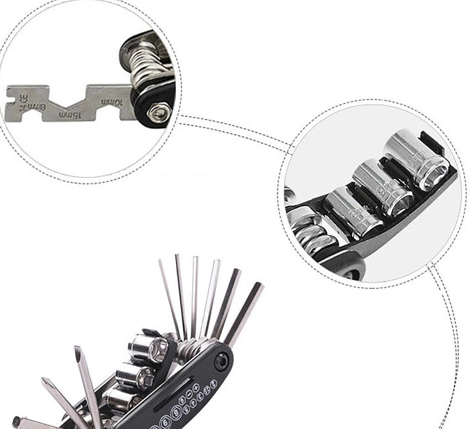 YIKANGHENG Hex Keys and Sleeve Sets, 16 In 1 Stainless Steel Metric Multi Function Inner Hexagon Spanner, Socket and Screwdriver for Household and Repairing (1)