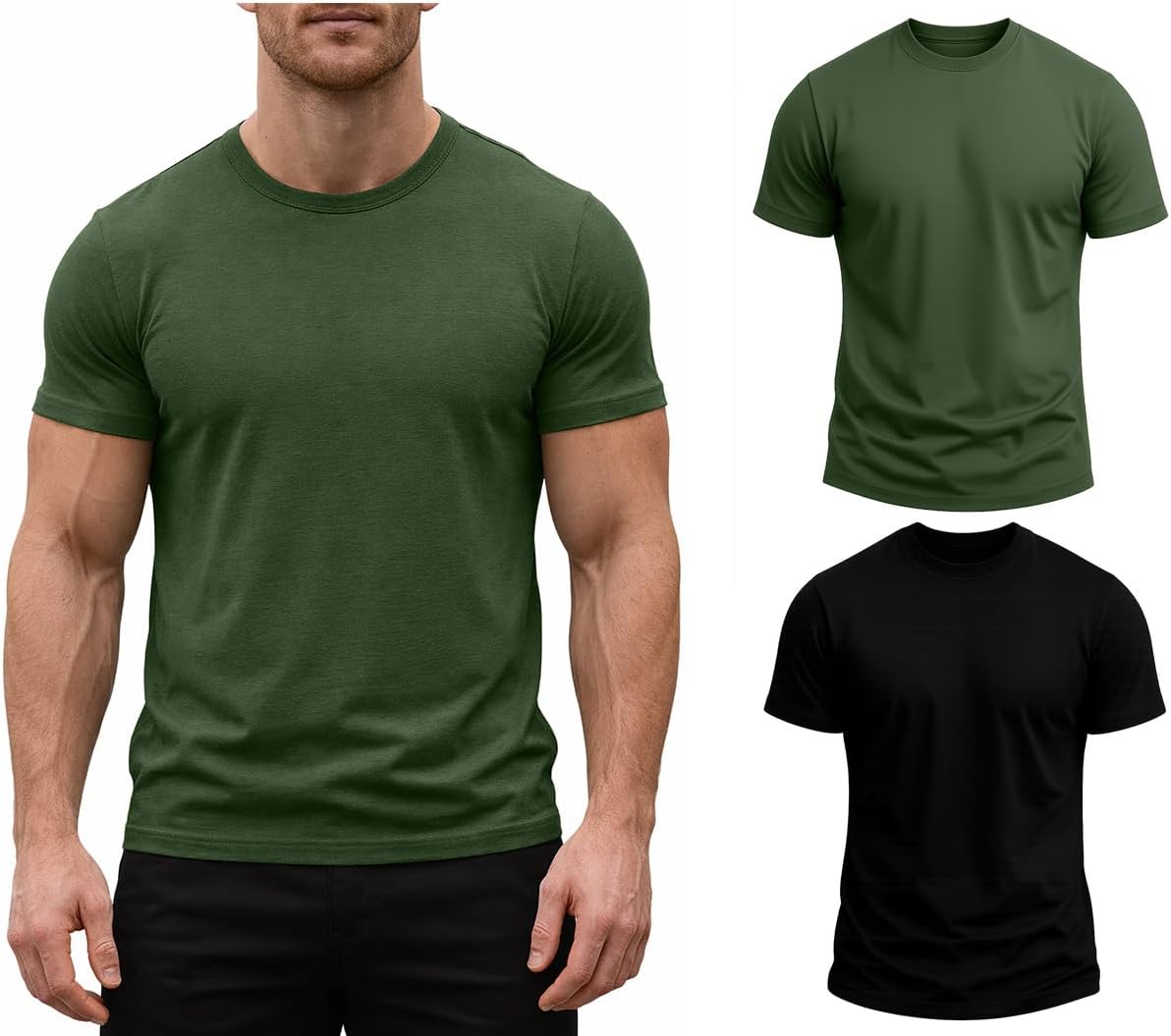 Men’s Solid Pure Cotton Half Sleeve T-Shirts (Pack of 2), Classic Crew Neck Soft & Comfortable Everyday Wear
