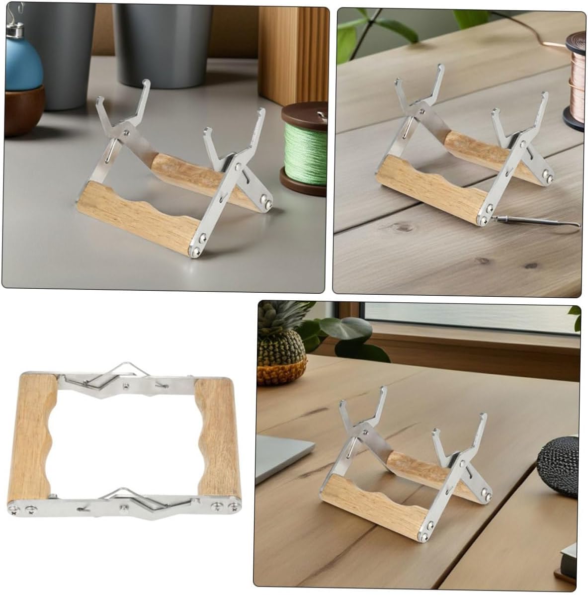 CALLARON 4pcs Stainless Steel Beekeeping Frame Gripper Set with Wood Handle, Hive Frame Holder Tool for Beekeepers, Beehive Harvesting Equipment for Hive Inspection and Maintenance