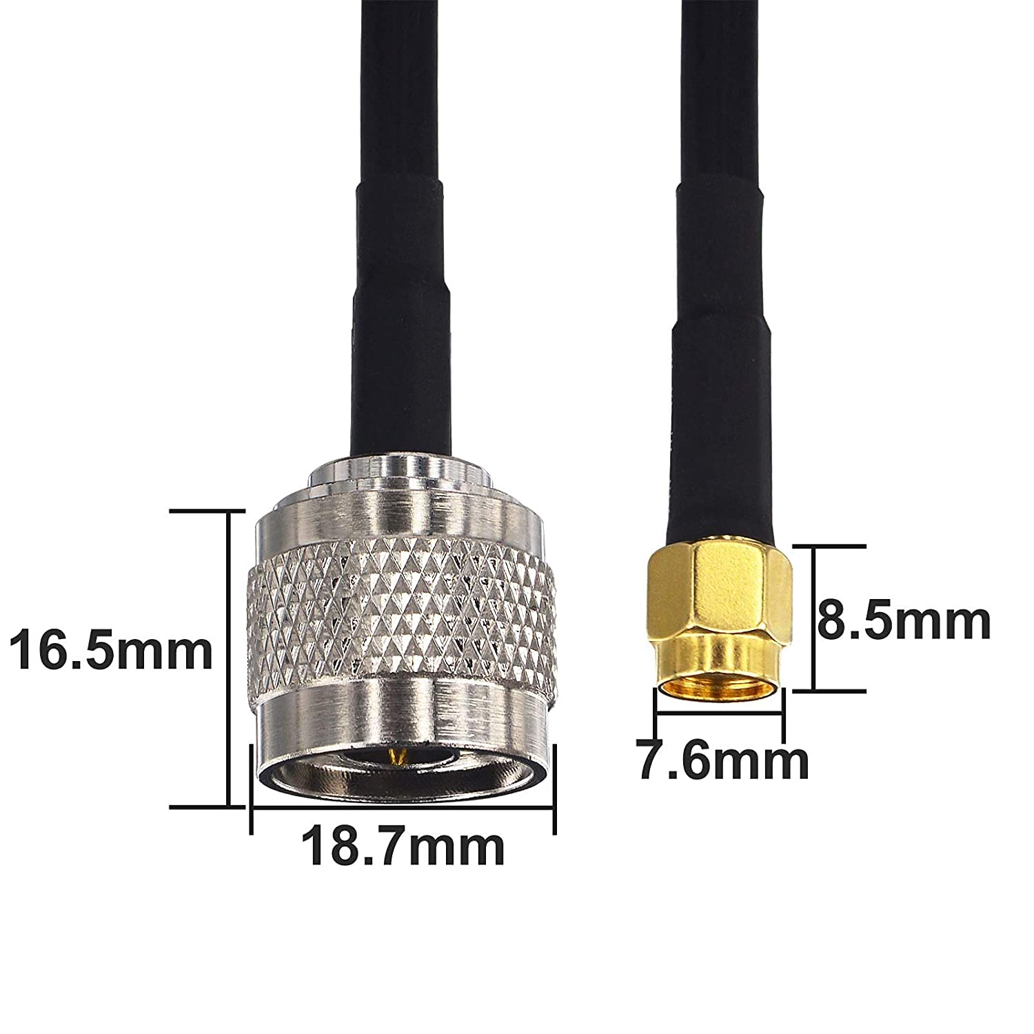 15 m de cable coaxial RG58 de baja pérdida para antena wifi, jumpers y pigtails, de N macho a RP-SMA macho (orificio), 50 ohmios, para 3G/4G/LTE/Ham/GPS/RF antena FPV, wifi, router wlan