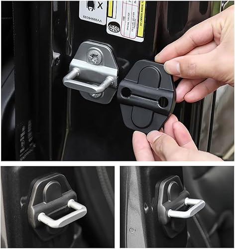 Miniatura 5 de 8 piezas de cubiertas para cerradura de puerta de automóvil, cubierta negra para cerradura de puerta compatible con Jeep Wrangler JLU JL 4XE