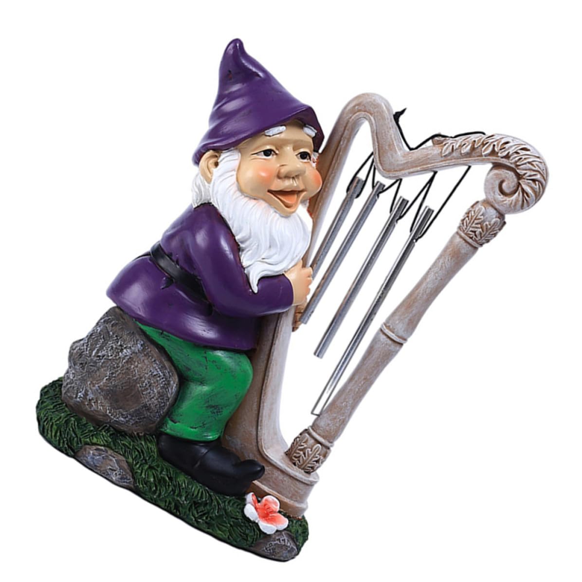 Carillon éolien gnome résine habiller un mur extérieur vide terrasse jardin