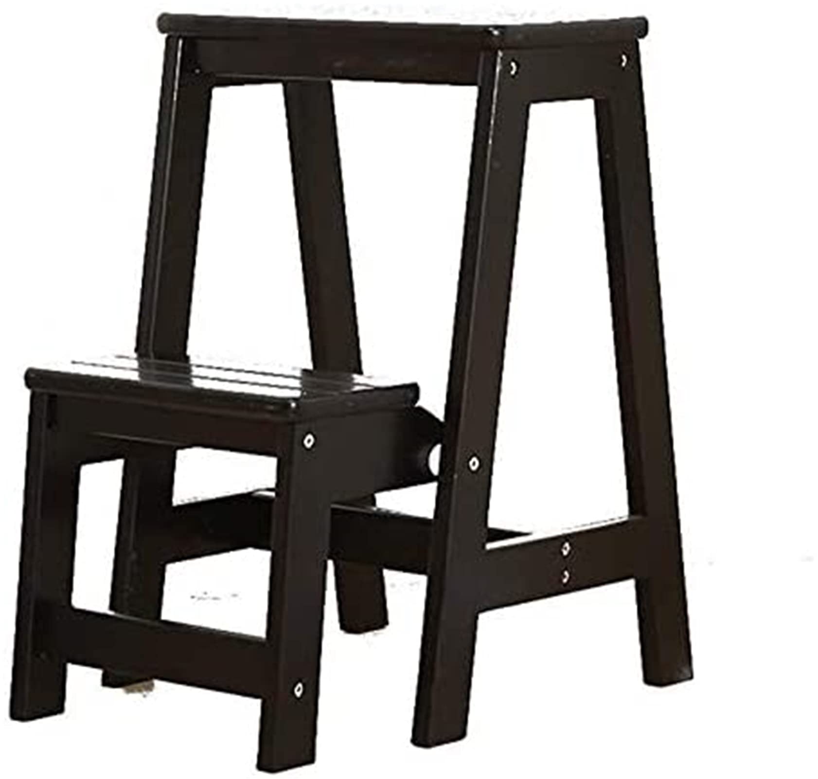 Taburete portátil de 2 peldaños en madera maciza para cocina