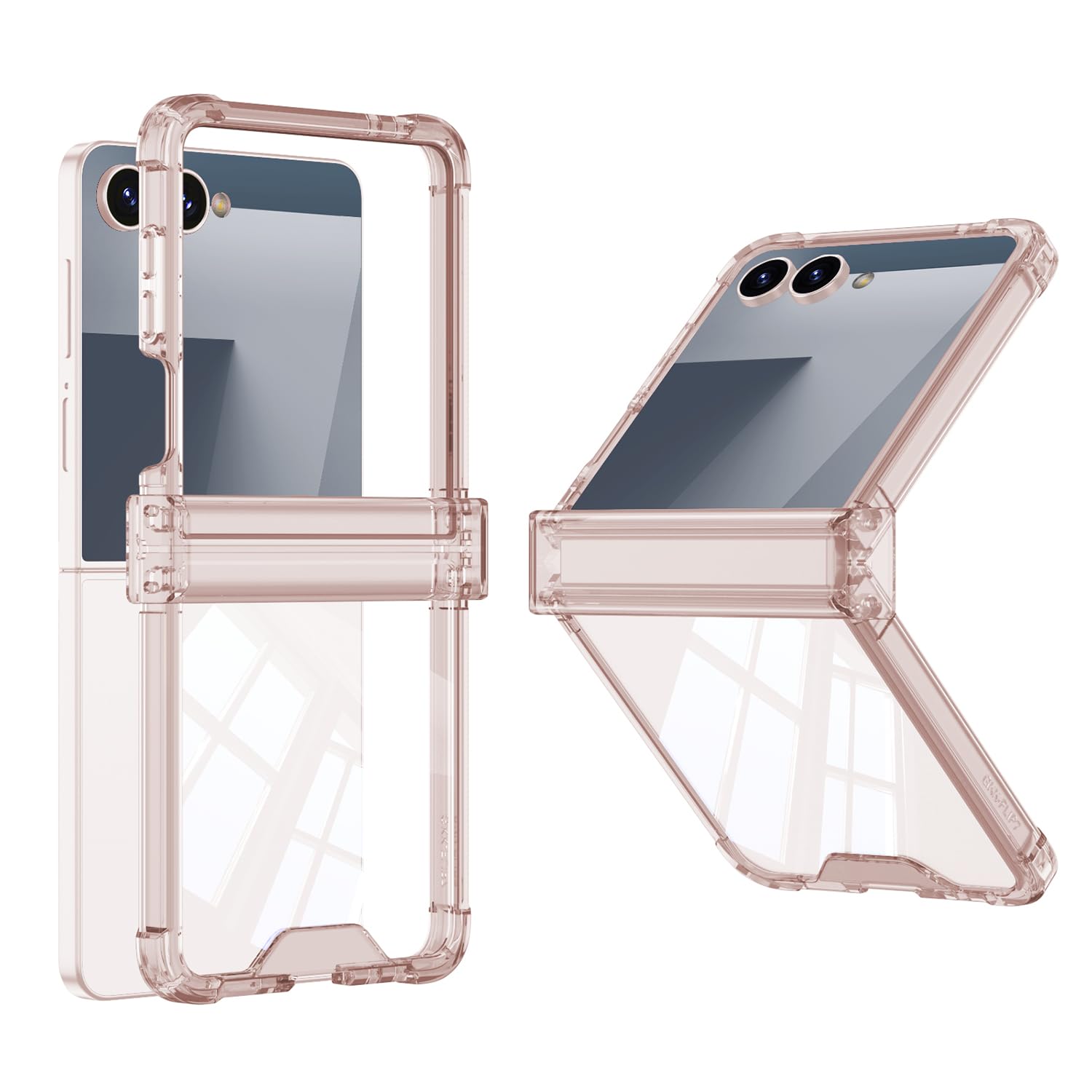 COQUE Étui pour Samsung Flip 7, Bumper Transparent Housse de Protection avec [Anti-jaunissement] [Couvercle à charnière] Airbag Anti-Chute de Téléphone pour Samsung Galaxy Z Flip 7 5G-Rose