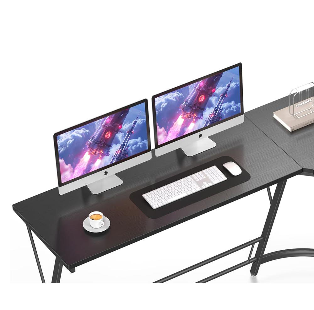 Mr IRONSTONE L字デスク(ブラック) LD01 Mr IRONSTONE L Shaped Desk with Power Outlets & LED Lights, Computer D