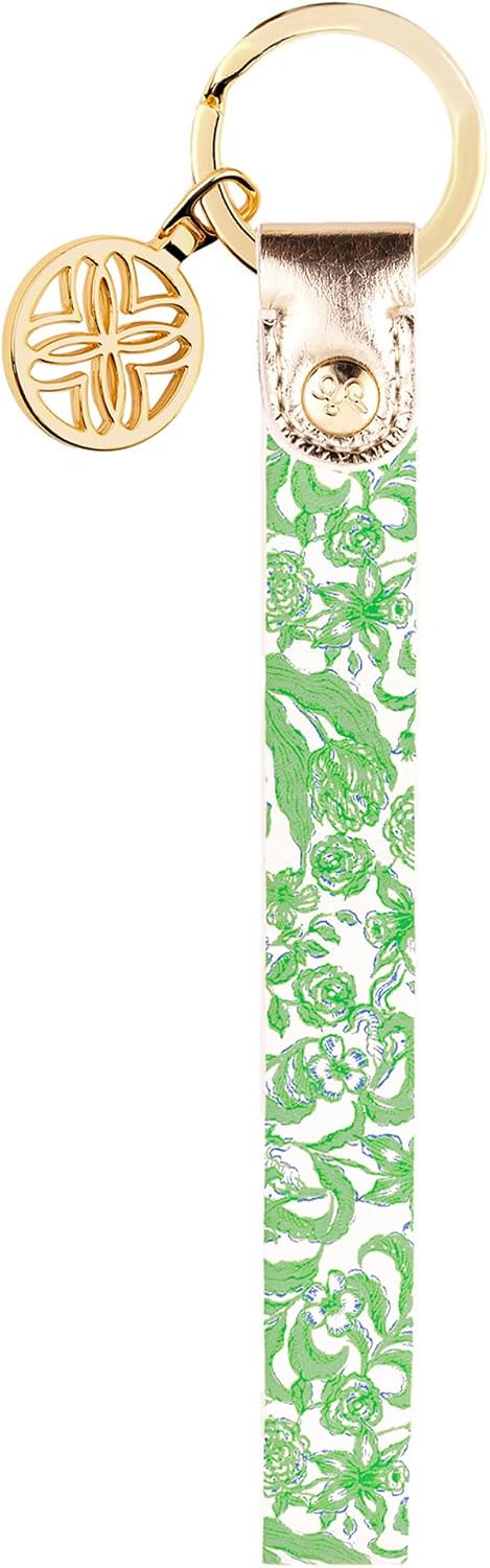 Lilly Pulitzer Durable Leatherette Strap Key Chain, Cute Wristlet Keychain Accessory with Metal Ring