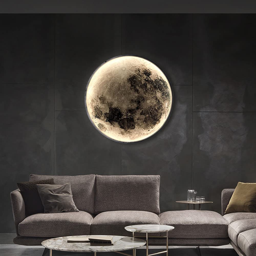Applique da Parete Moderne a LED, Lampada lunare Creativa, Lanterna Universo, luci da soffitto per Camera da Letto, Soggiorno, Sfondo Decorativo tricromatico, 19,68 Pollici