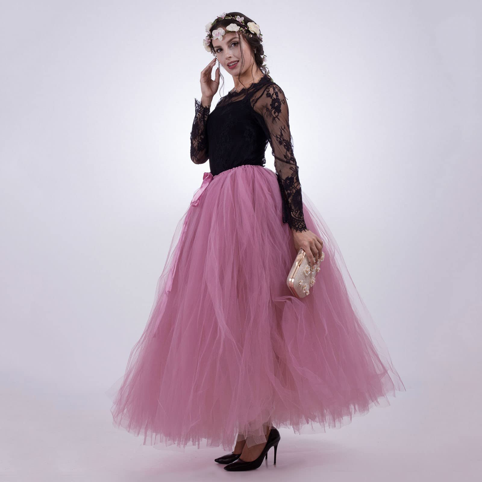 Generico Gonna Tulle DonnaGonna Donna Gonna Tulle Bambina Classico Elastico Gonna in Tulle Balletto Prom Party Costume da Festa di Carnevale di Halloween