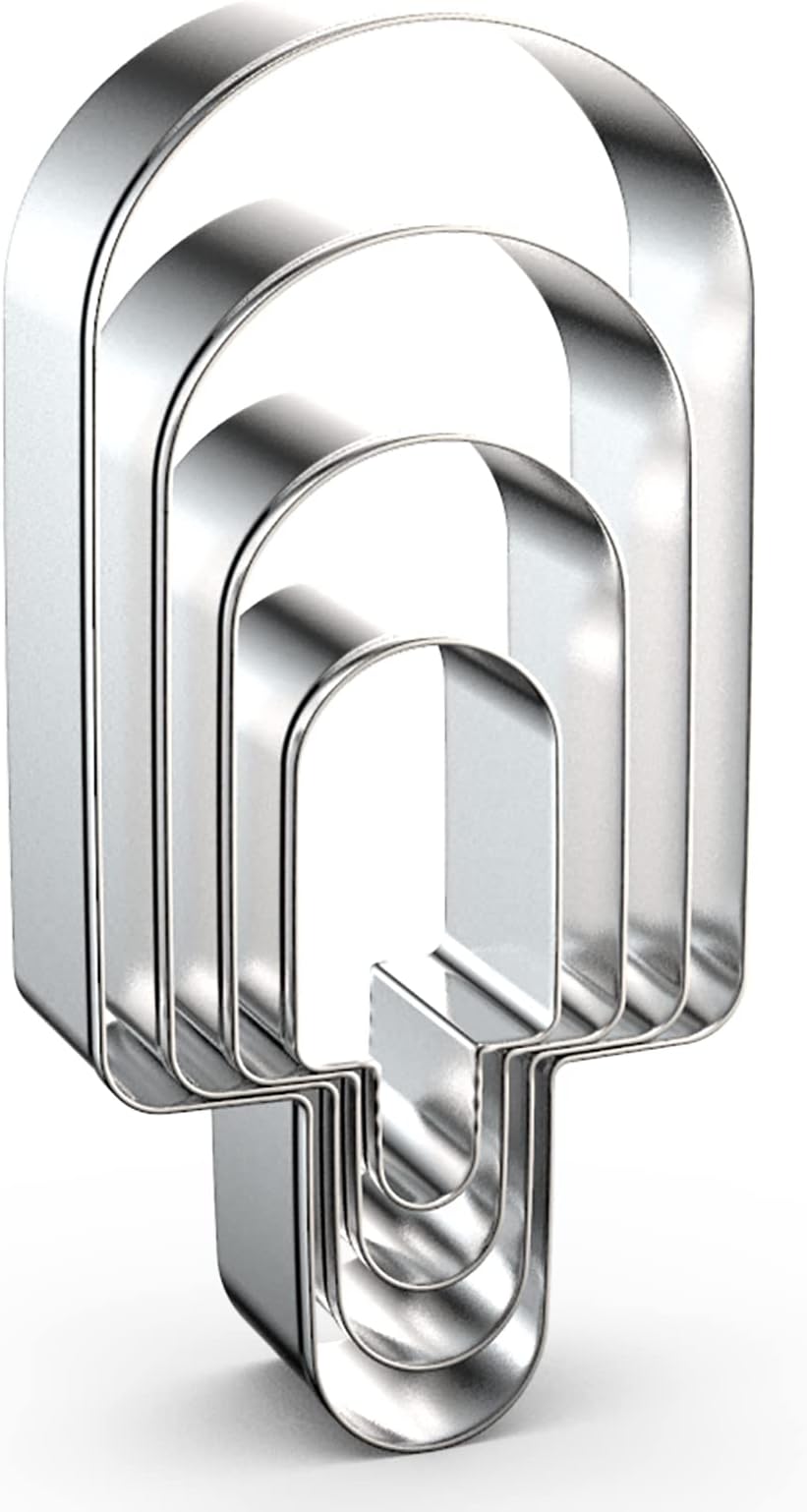 Popsicle Cookie Cutter Set for Summer - 5", 4", 3", 2" - 4 Piece - Stainless Steel