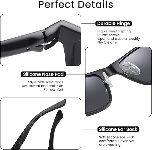 Miniatura 5 de Duco Gafas de sol polarizadas para hombre marco de aluminio vintage gafas de sol deportivas 100 protección UV 8207