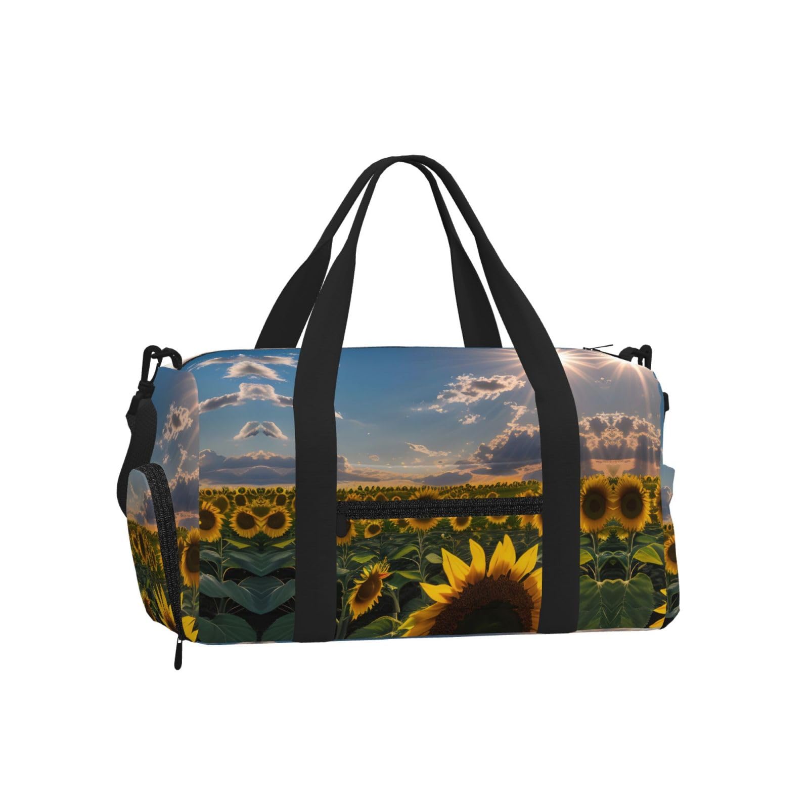 Bolsa de equipaje de mano grande para deporte y viajes con diseño de girasoles 8