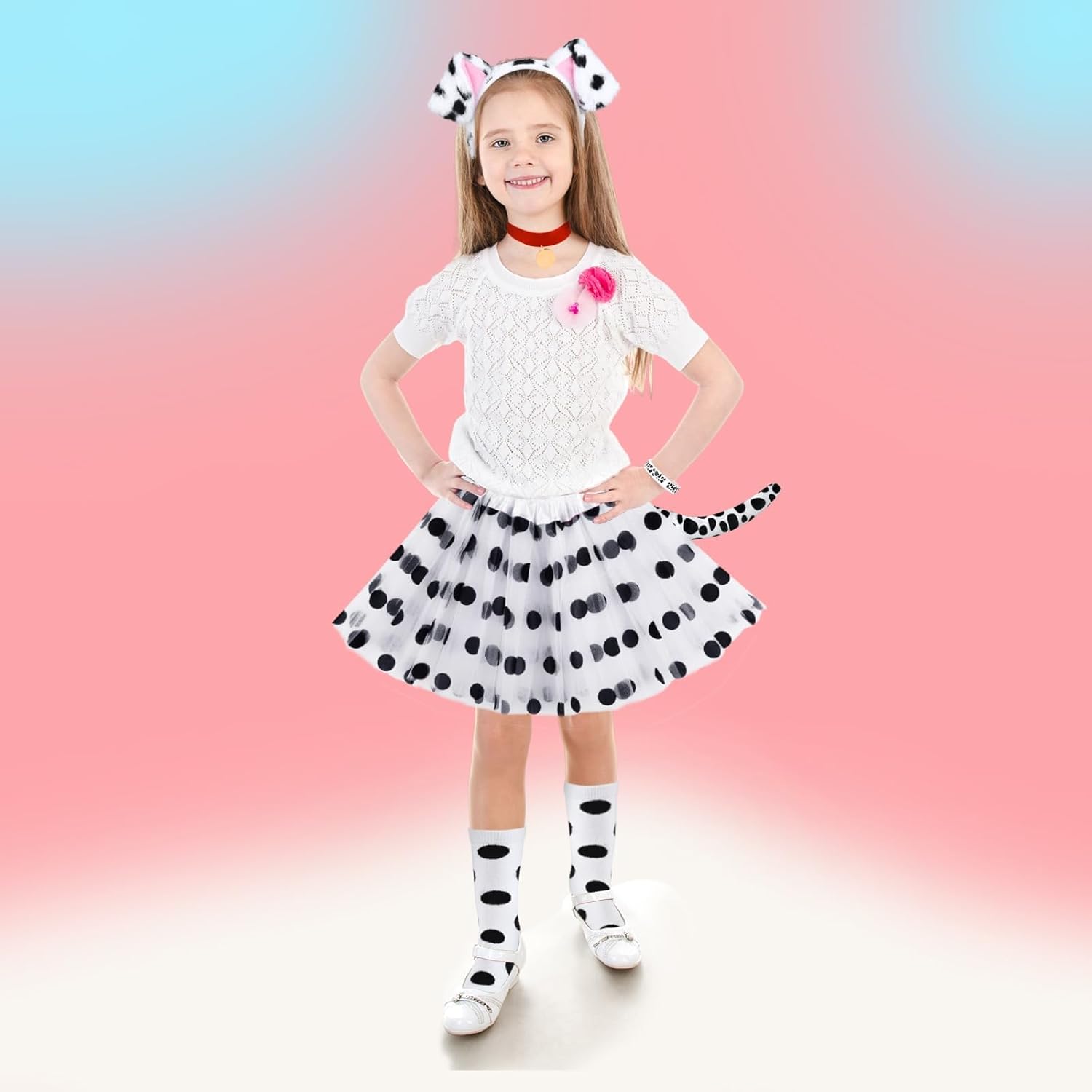 10 Pcs Halloween Dalmatian Costume Dalmatian Skirt Set for Women Girls Party Dress Up - Image 8