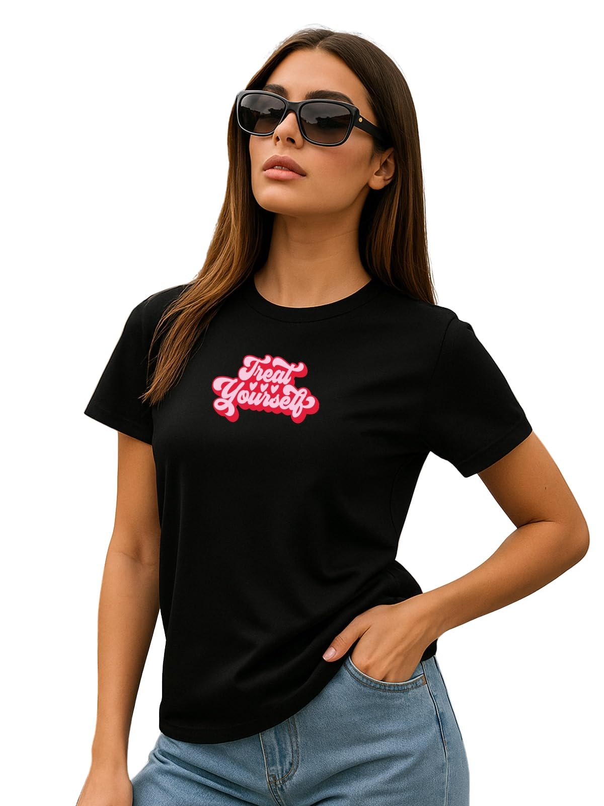 juneberry Regular Fit Women’s Pure Cotton Printed T-Shirt – Lightweight, Comfortable & Trendy Casual Graphic Tee (Colors: Swanwhite, White, Rose Water & Black)-picture-27