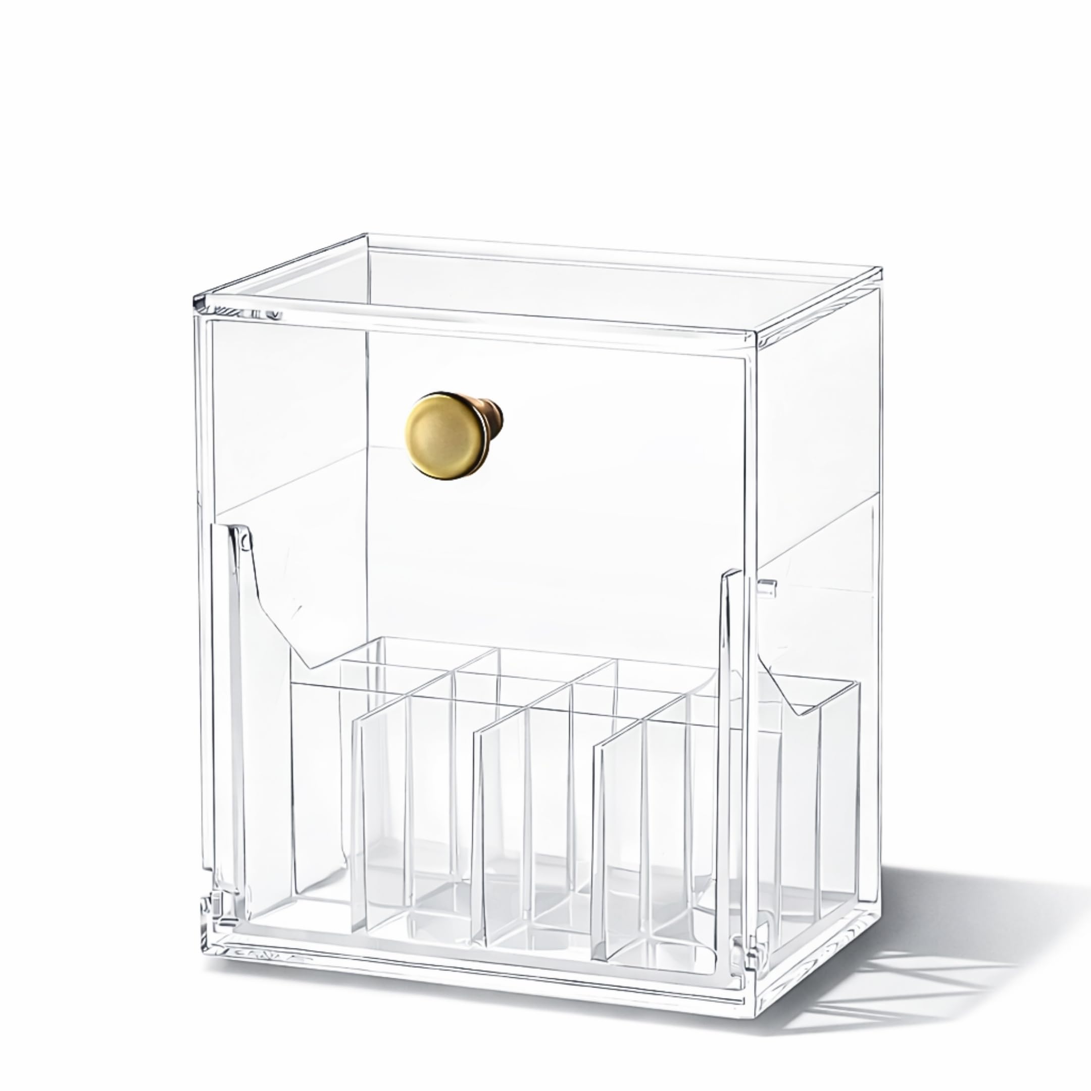 KiZY Luxury Clear Acrylic Lipsstic Nail Polish Makeup Brush Organizer | Elegant Multi-Compartment Makeup & Desk Storage Box for Vanity or Office (Small)-image-32