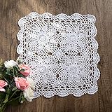 Eiyye 1-Pieces Crochet Placemats Table Doilies Square Handmade Cotton Lace Thread Cloth 14x14 Inch (White)