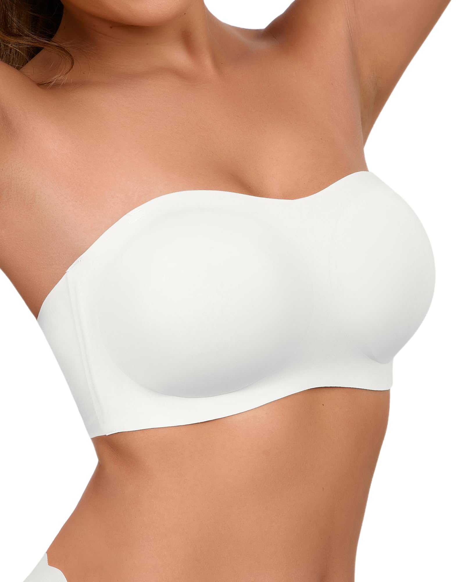 SHARICCA Trägerloser BH für Damen, Push-up, ohne Bügel, Silikon, rutschfest, nahtlos, mit abnehmbarem Schultergurt, trägerloser BH