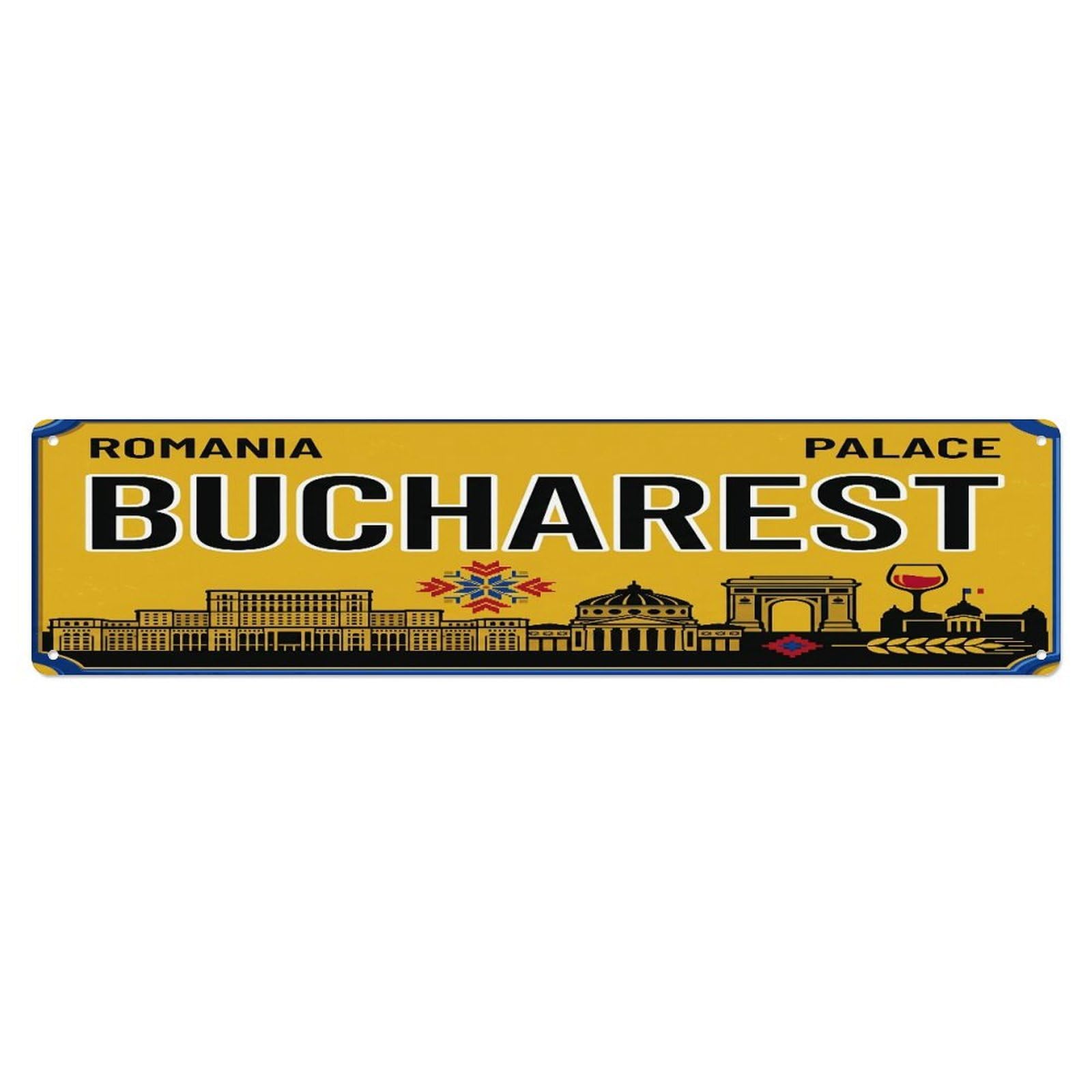 Tgrcjimh Style Metal Tin Sign Vintage Travel Bucharest Palace Parliament