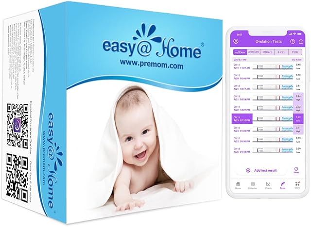 Ovulation Fertility Test Predictor Kit: Easy@Home 40 LH Strips Accurate Fertility Test(Width of 5mm) for Women Ovulation Monitor | Simplest Ovulation and Period Tracking App Premom